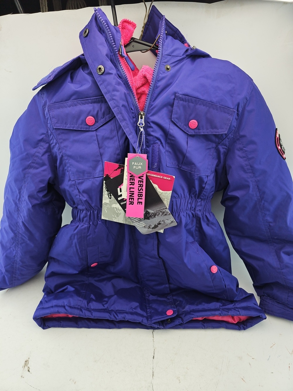 Weatherproof Kids Puffer Jacket in Purple with Pink Accents 4-in-1
